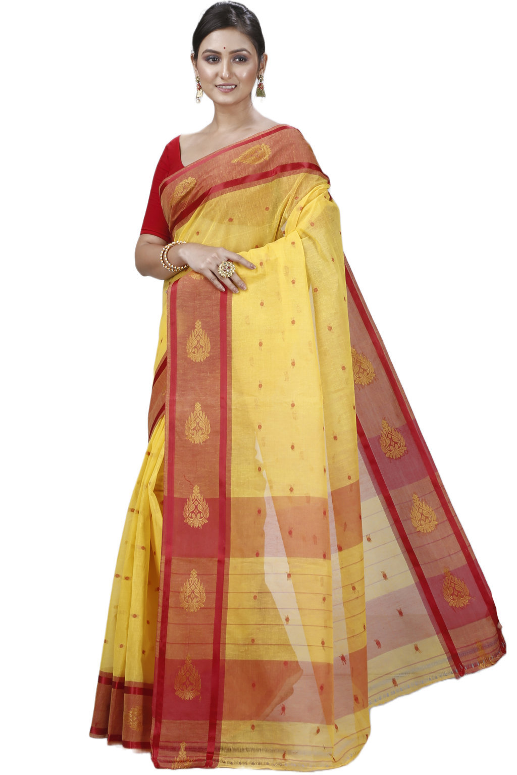 Yellow Pure Cotton Upala Tant Saree (1163)